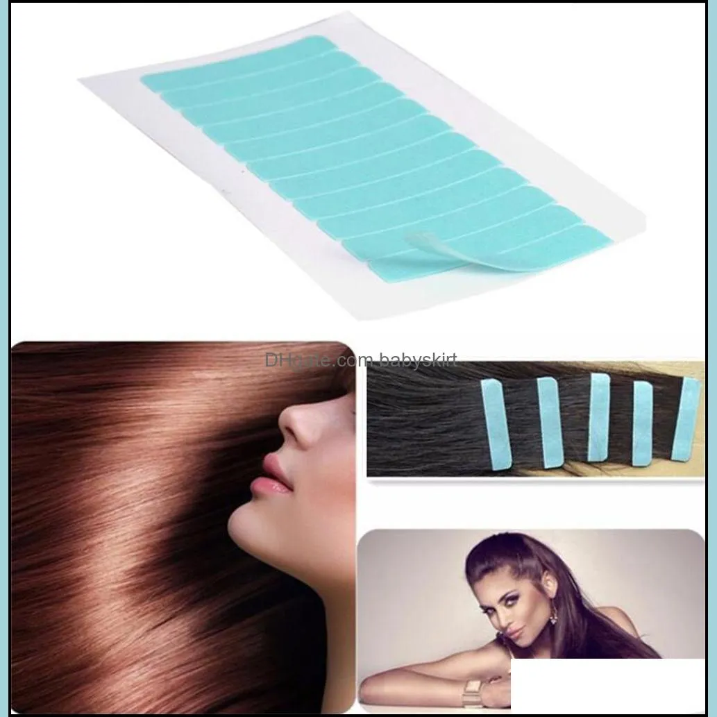 Wholesale 12pcs /sheet PU Wig Tape Adhesive Double Sided Hair Tapes Toupees Pieces and Extension