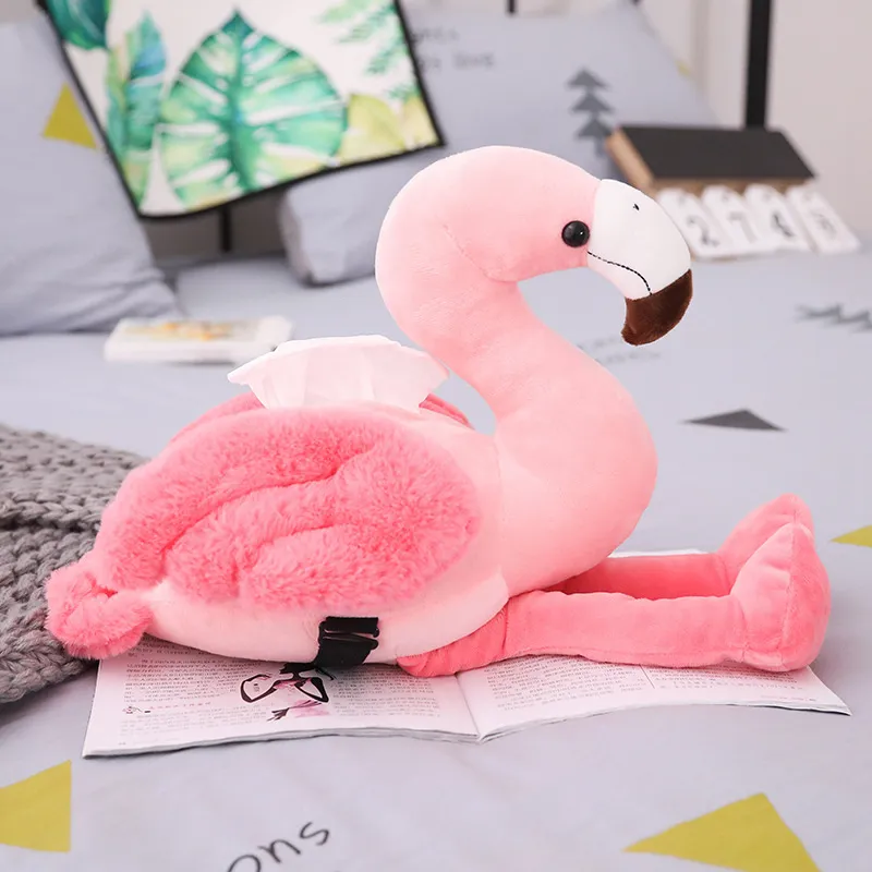 1pcs ins pembe flamingo kutu kapağı yaratıcı araba kol dayama doku kasası sevimli peluş oyuncaklar dekoratif peçete sahibi ev dekoru239j