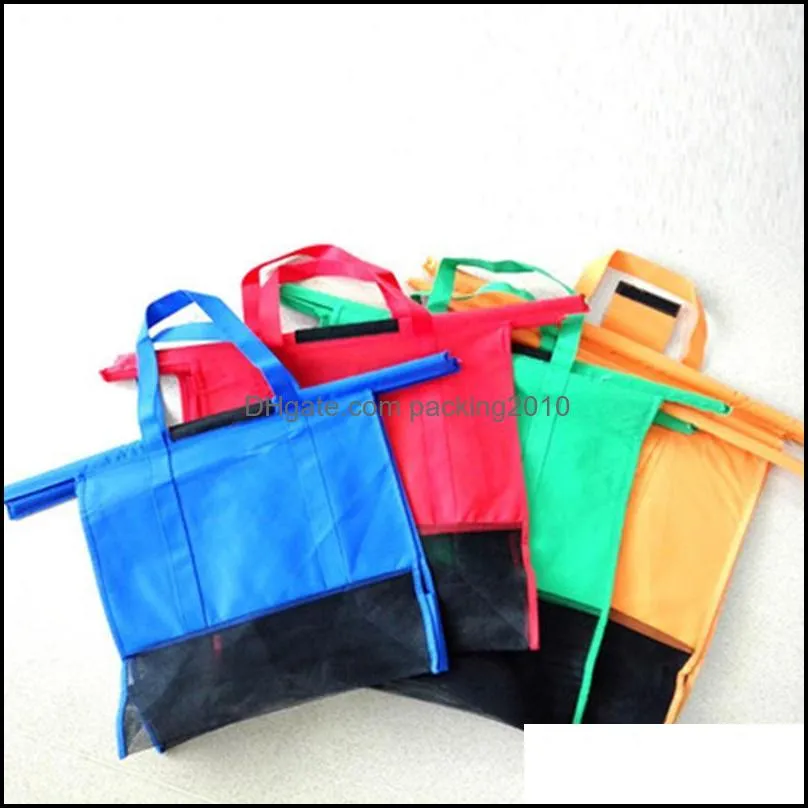 Storage Bags 4pcs/Set Thicken Cart Trolley Supermarket Shopping Foldable Reusable Eco-Friendly Shop Handbag Totes Recycle