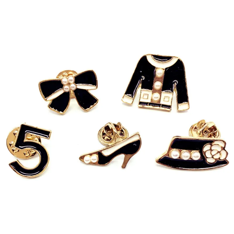 ABS Pearl Clothes Letter 5 COP COP BOW Broszki Pins Up Cnaniya Biżuteria Kołnierz Pin Broszka Koszulka Szal Hidżab Torby Akcesoria