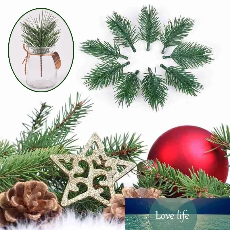 10PCS Pine Branches for Decorating Artificial Green Pine Needles Branches  Stems Picks for Christmas Wreaths Flower Arrangements