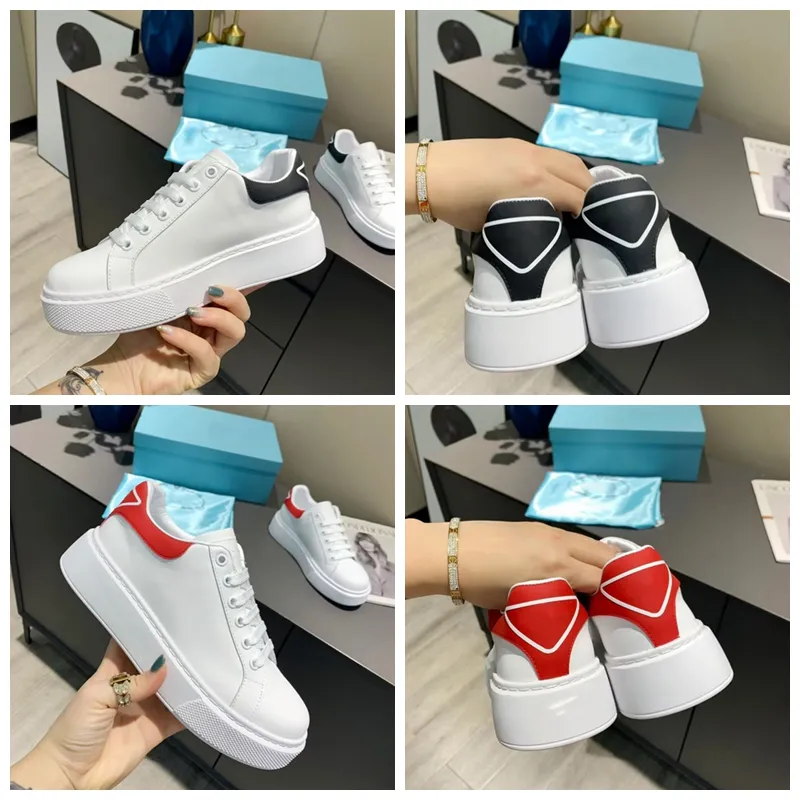 Sneaker en cuir blanc noir luxe chaussure triangle décoré baskets de créateurs sur la langue et le talon hommes femmes chaussures brodées vintage avec boîte sac à poussière