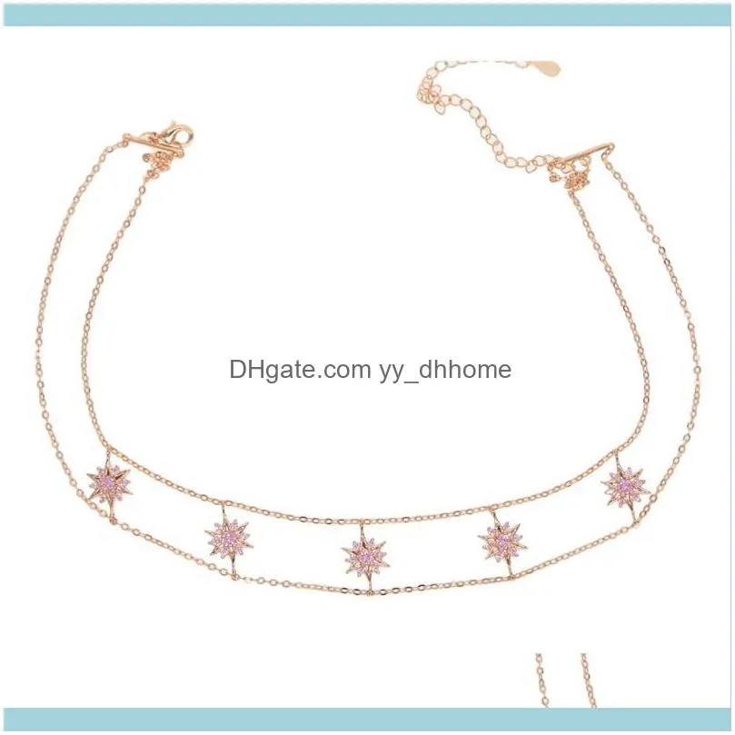 Elegent Necklaces Collar Thin Neck Jewelry Pink Cz Choker Style Women Simple Statement Daily Weared Chokers