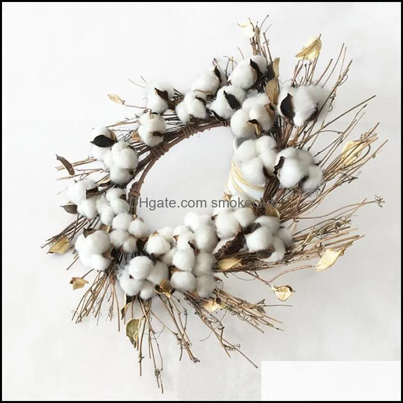 Decorative Flowers & Wreaths Wreath Creative Cotton Handmade Christmas Hanging Xmas Decor