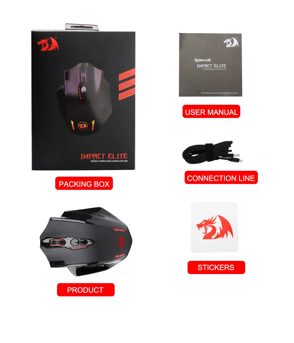 Redragon Impact Elite M913 RGB USB 2.4G Wireless Gaming Mouse 16000 DPI 16  Buttons Programmable Ergonomic Gamer Mice PC From Tonytoppy, $101.25