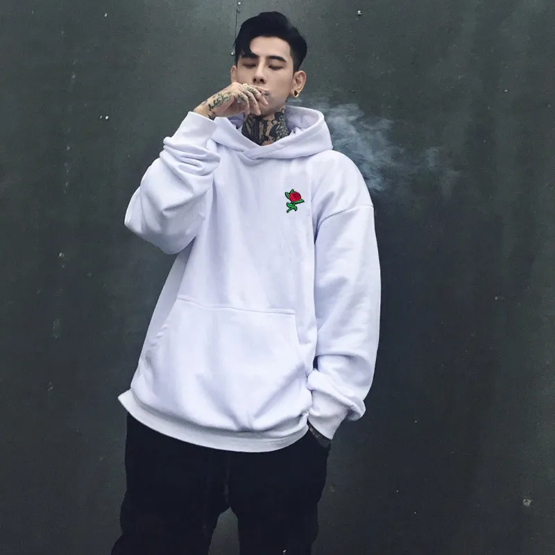 Rose embroidered deals mens hoodie