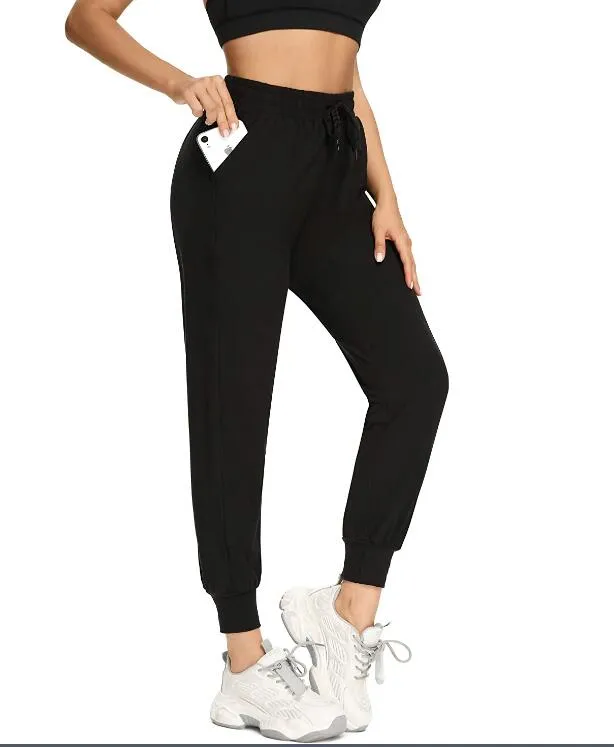 Sweatpants for Women-Womens Joggers med fickor Lounge byxor för yoga träningspass