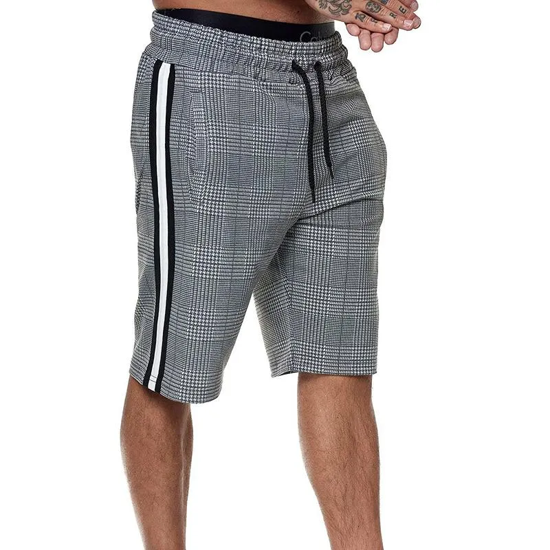 Mens plaid shorts with elastic waist cheap