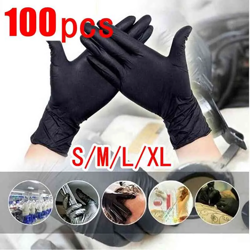 Reusable Nitrile 100pc Waterproof Cleaning PVC Rubber Latex Guantes Work Gloves Household Accessories Kitchen Convenience