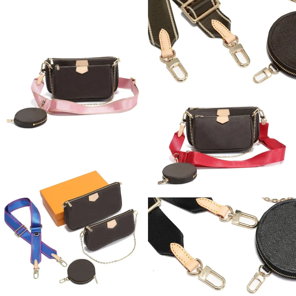 حقائب الكتف الساخنة للسيدات من الجلد الأصلي بثلاث قطع دعوى أزياء حقيبة الكتف حقائب يد متعددة