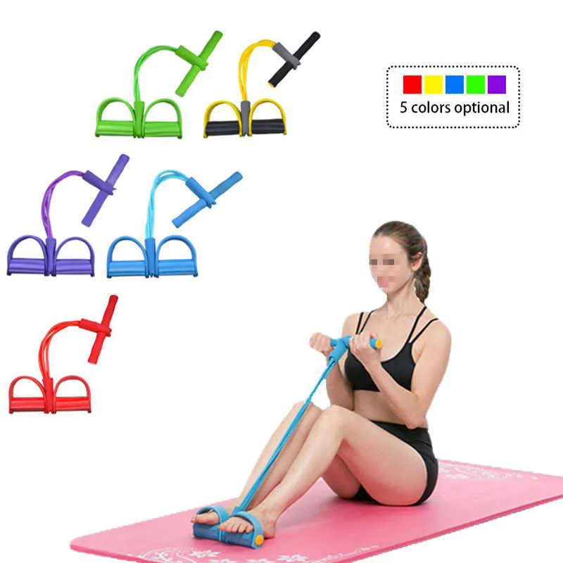 Fitness Gum 4 Bandas de Resistência Tubo de Tubo Exercitador de Pedal de Látex Sit-up Puxe Rope Expande Elástico Bandas Equipamento de Yoga Pilates Workout H1026