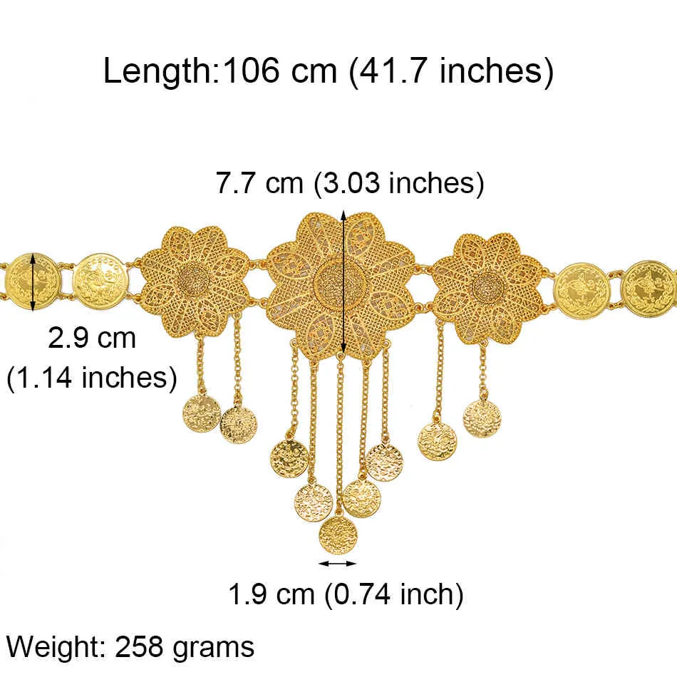 Anniyo Turkish Belly Chains Women Gold Color Turkey Coins Belt Jewelry Middle East Iraqi Kurdistan Dubai Wedding Gifts #016501250U