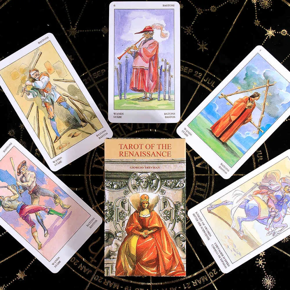 Tarot du pont de la Renaissance avec cinq langues pour les débutants Divination 78 jouet de plateau de jeu de cartes en couleur populaire