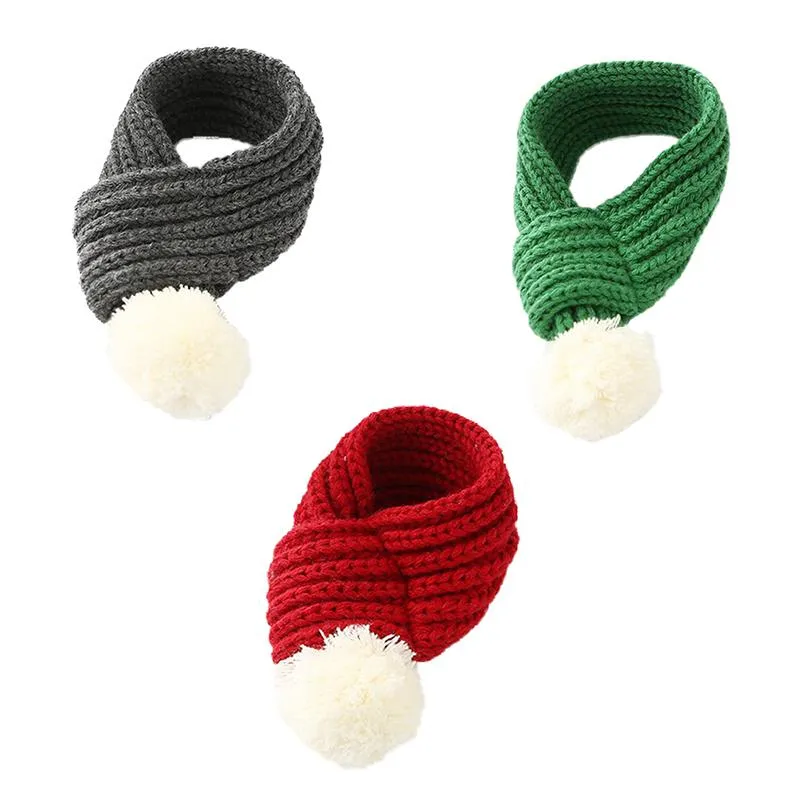 Dog Apparel 1PC Winter Warm Pet Supplies Fashion Year Knit Scarf Cat Accessories Red Gray Green S M L Size