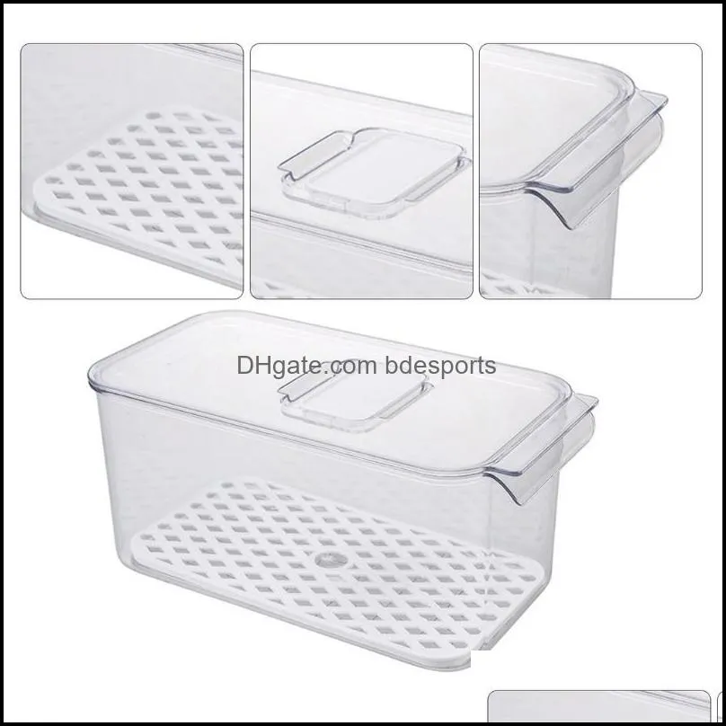 Storage Bottles & Jars Japanese-style Drain Box Plastic Washing Fruit Vegetable Basket Kitchen Refrigerator Sealed Covered Case