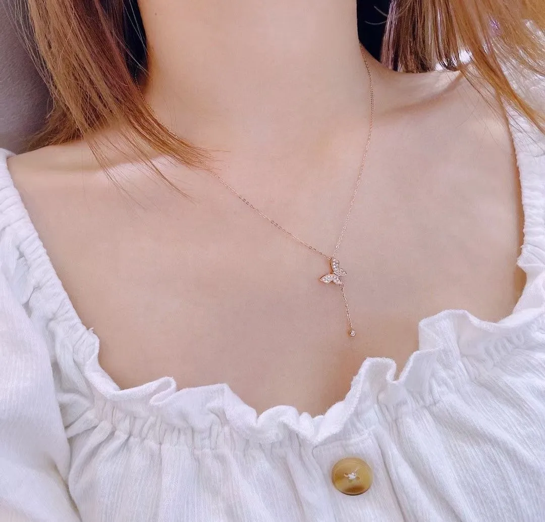 Collar Para Mujer Con Colgante Mariposa – Acero Inoxidable Chapado En Oro, Cadena Ajustable 45+5 Cm, Regalo Elegante