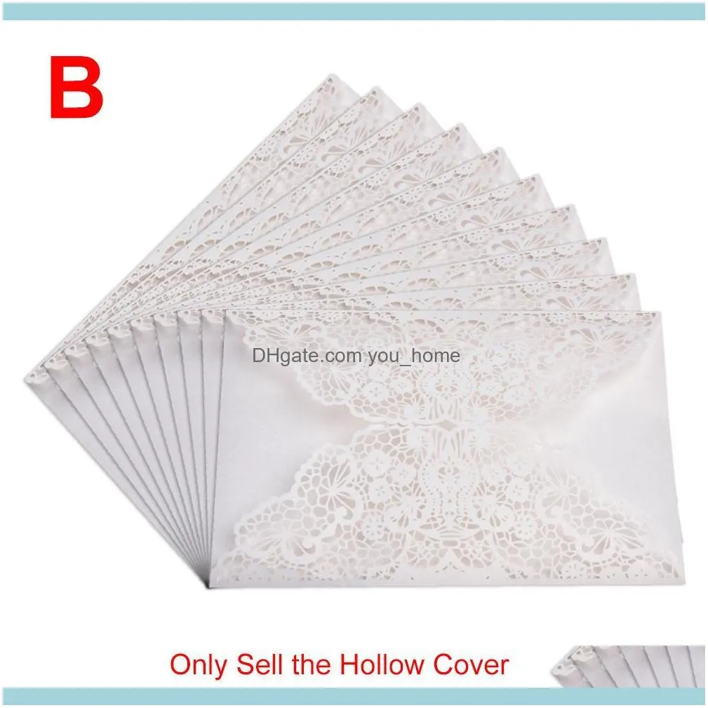 10pcs New Year Wedding Invitations Flower Pattern Laser Cut Lace West  Customize Invitation Cards Send Seal Envelope1