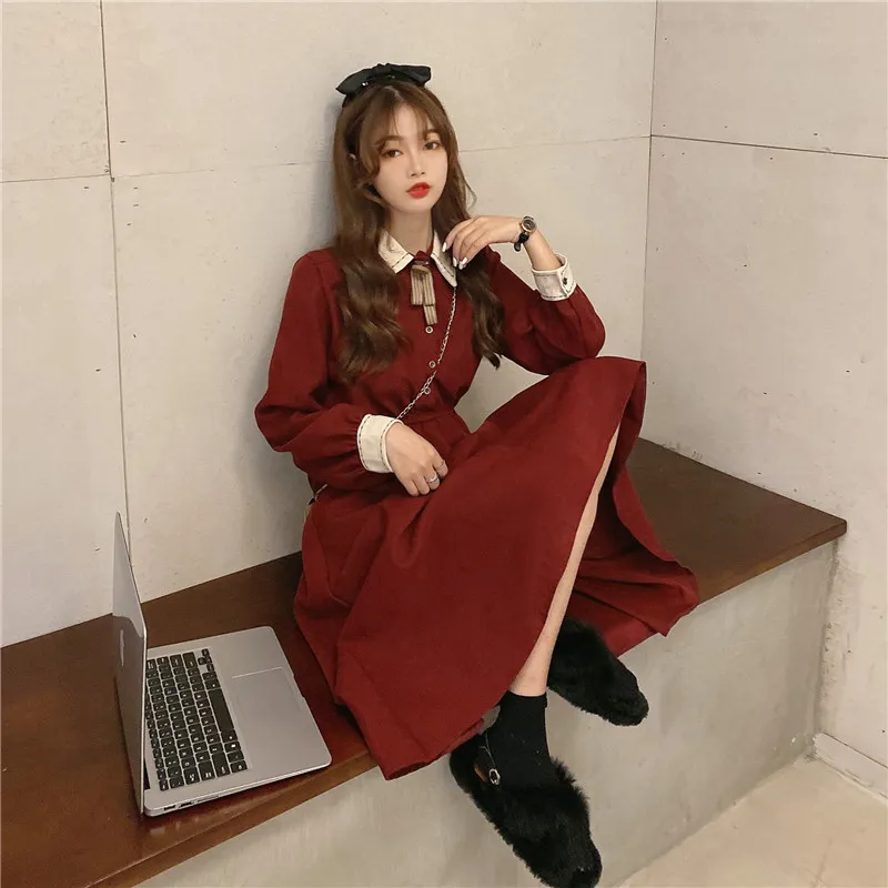 vintage winter dresses for women Autumn Midi Dress