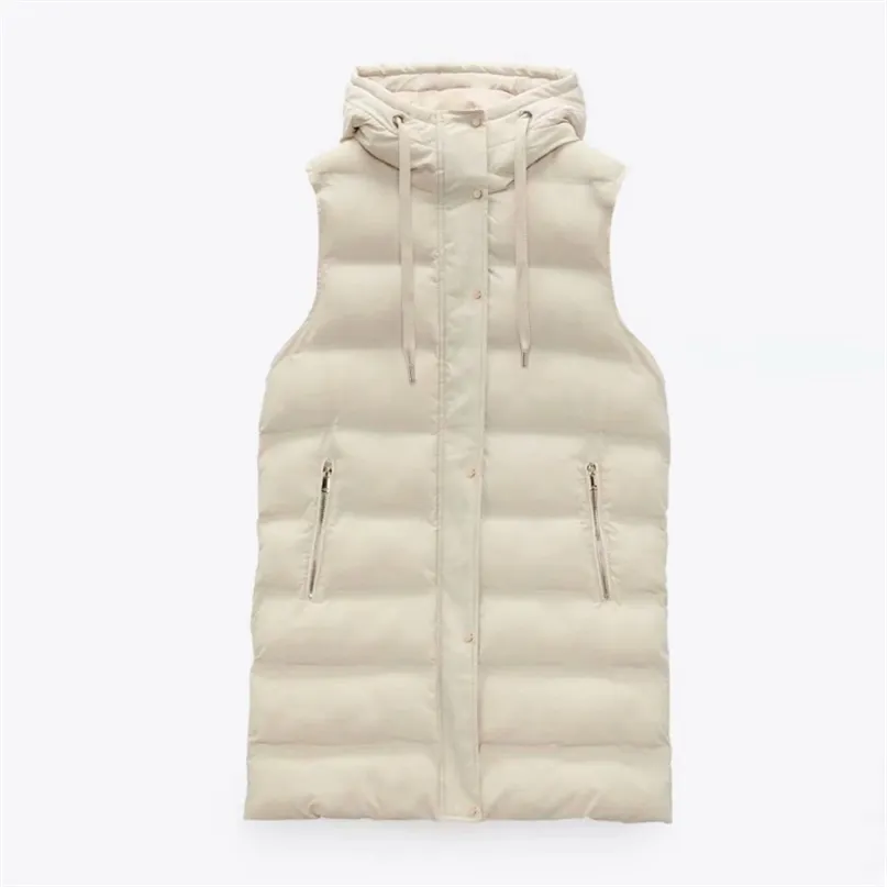 Kvinnor Vest Jacket Vår Höst Mode Hooded Chic Warm Jacket Vest Ungdom Eleganta Street Jackor 211120