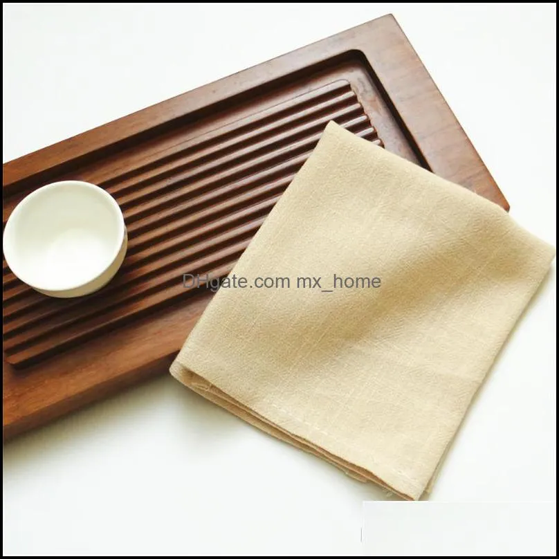 Japanese plain linen napkin rectangular cloth art tea towel cup towel napkin cloth simple cotton and linen pure color artistic style