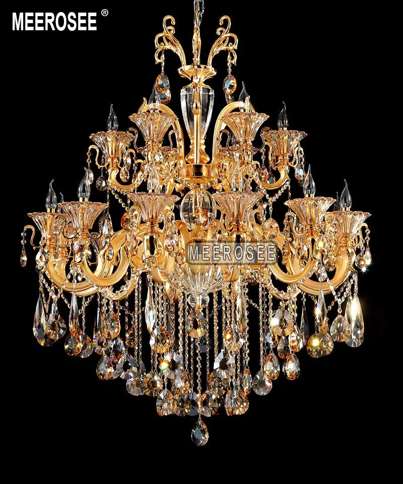 Luminária de luzes do candelabro vintage grande lâmpada de pingente de ouro de cristal de luxo para sala de estar Dinging sala de fãs