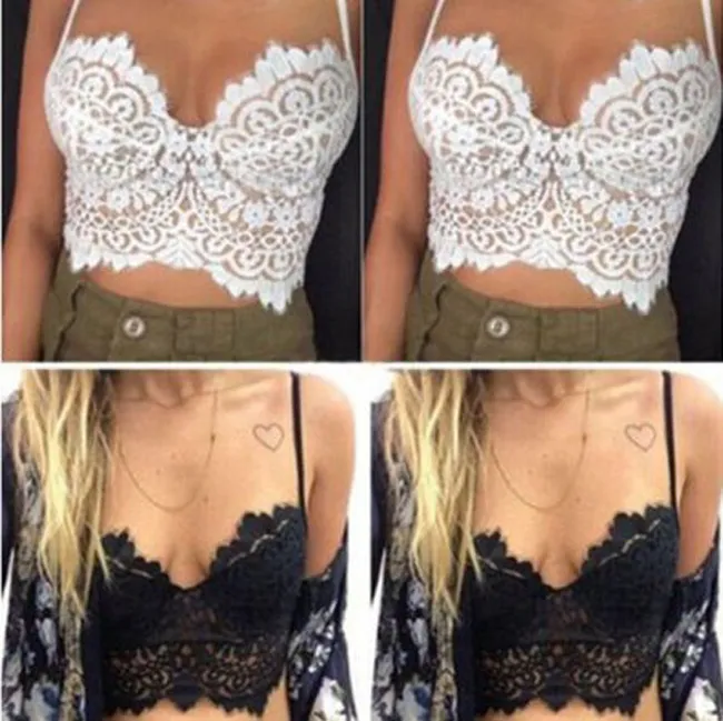 Toptan-Seksi Sütyen Dantel Tüp Üst Camisa Feminina Artı Boyutu Kırpma Üst Dantel Bralette Tığ Hollow Bayan Kısa Kaşkorse Bandeau Tops Tops