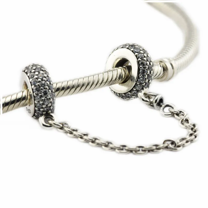 영감 안전 체인 Pave Stave Crystal Beads 맞는 매력 팔찌 패션 DIY 925 쥬얼리 만들기를위한 925 스털링 실버 비즈 Q0531