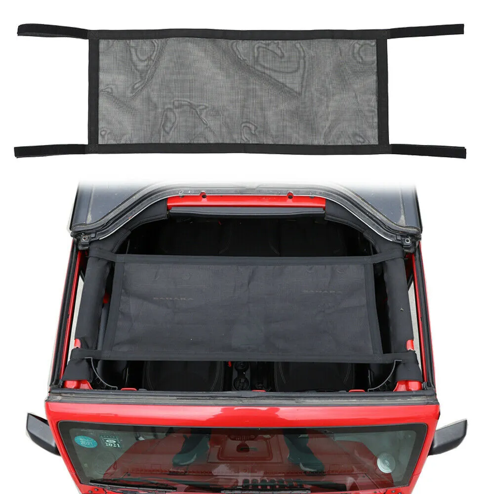 Auxito Red Multifunction Mesh Cargo Net Hammock For Jeep Wrangler YJ TJ JK JL JT (1987-2024) – 58″ X 16.5″