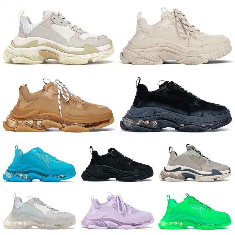 Balenciaga Triple S Donne Uomo Casual Daddy Shoes 17FW Crystal Bottom All Black Bianco Green Rosa Rosso Luxury Desering Piattaforma Sneakers Chunky Signora Traineri Taglia 36-45