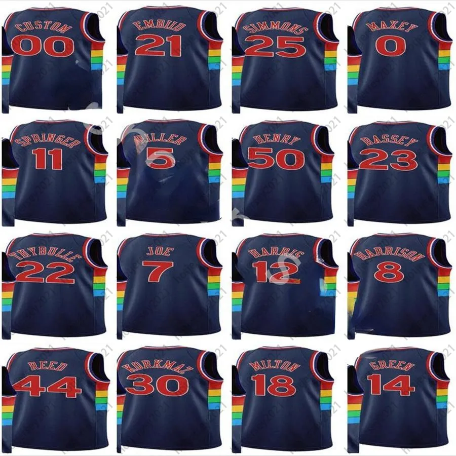 2021-22 75-årsjubileum Jerseys basketstad Tobias Harris Joel Emiid Ben Simmons Matisse Thybulle Charles Bassey Jaden Springer Tyrese