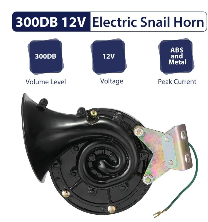 300dB 12v 24v Snail Elétrico Horn Horn Alto som para carro motocicleta barco barco