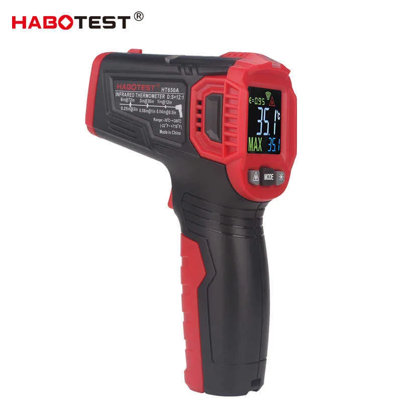 Industriële digitale infrarood thermometer temperatuurmeter gauge niet-contact ir laser pyrometer LCD-display Habotest 210719