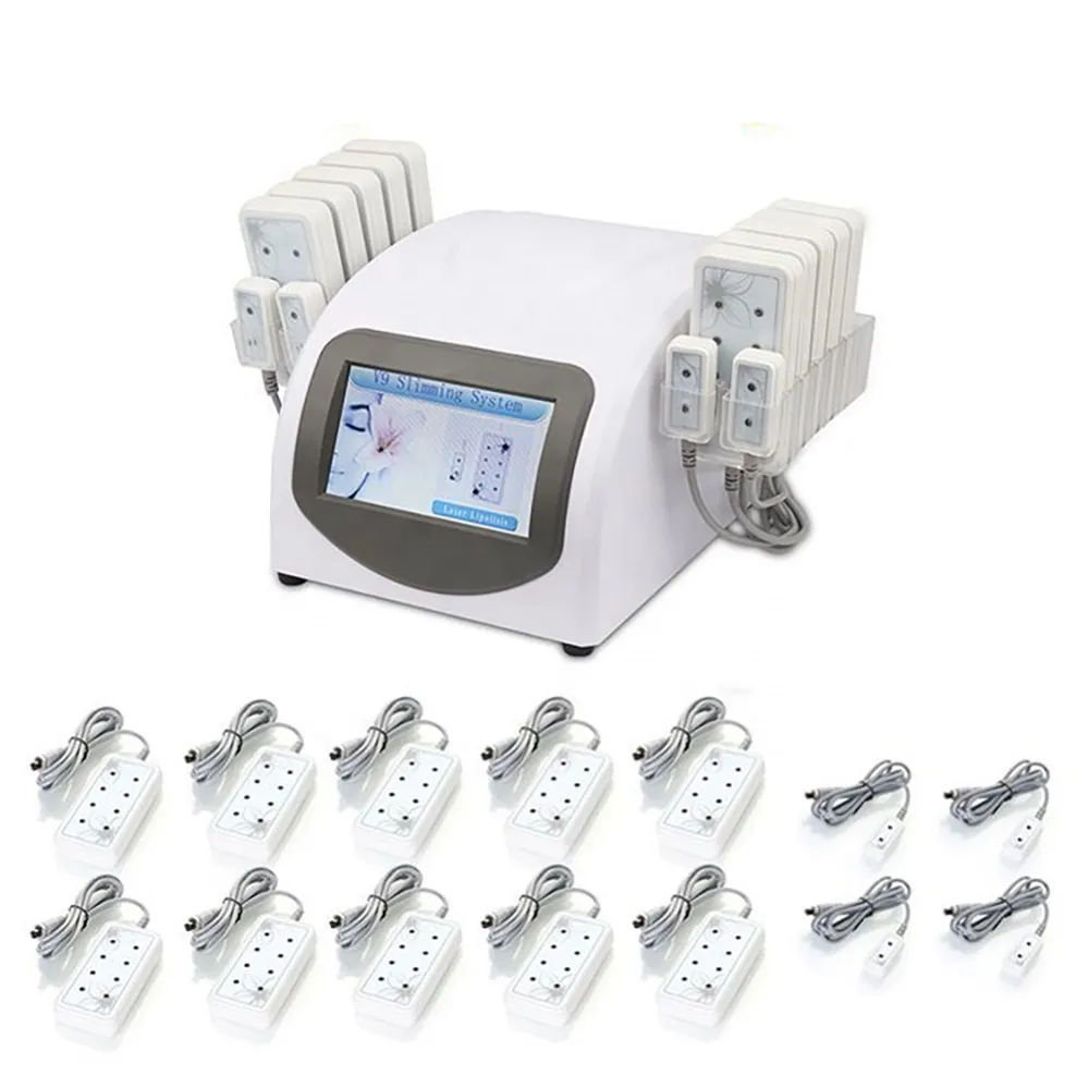 Draagbare Home Lipolaser Professionele Afslankmachine 5MW 635NM-650nm 10 Hardenpads 4 Kleinpad Lipo Laser Beauty Apparatuur Apparaat