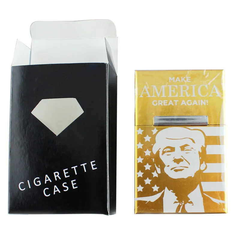 6 couleurs Creative étui à cigarettes Trump Make America Great Again en alliage d'aluminium Clamshell Magnet Cigaret Cover