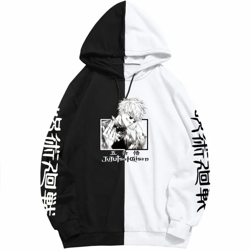 yunini Unisex Winter Jujutsu Kaisen Bleach Hoodie Set in Black and Anime Style with Long Sleeves