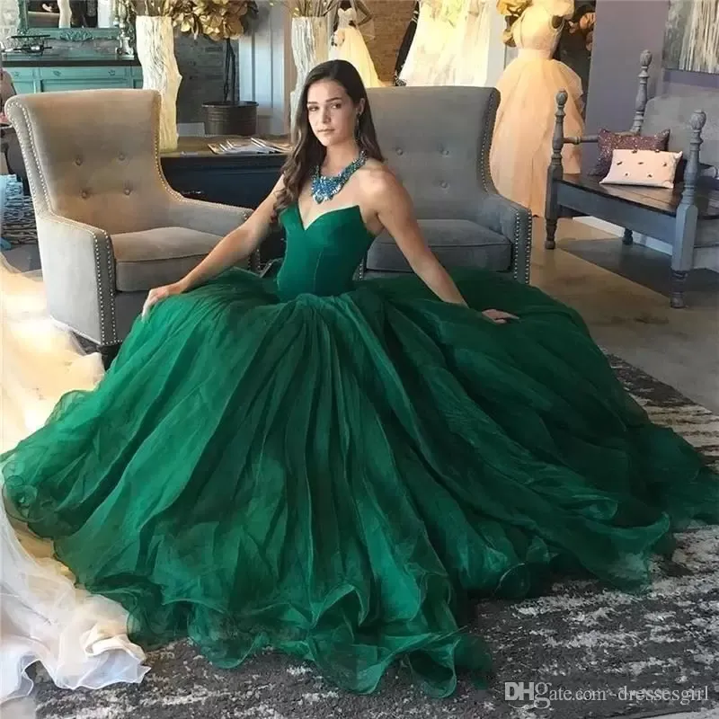 Green Quinceanera Dresses 2022 Sweetheart Neckline Satin Organza Custom Made Sweet 16 Pageant Ball Gown Princess Prom Formal Ocn Wear Vestidos 403 403