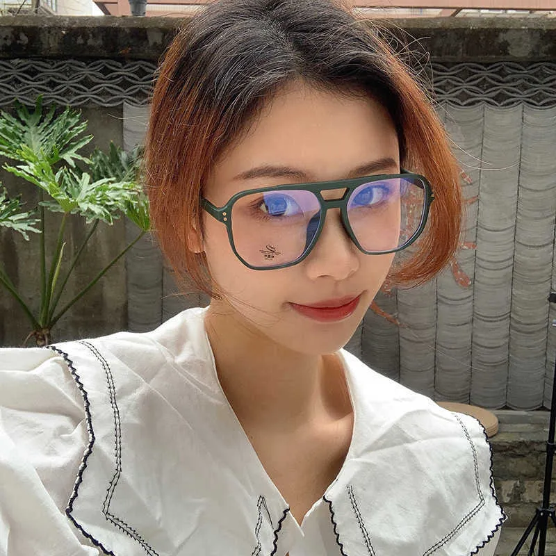 SO EI Fashion Square Double Bridges TR90 Women Glasses Frame Clear