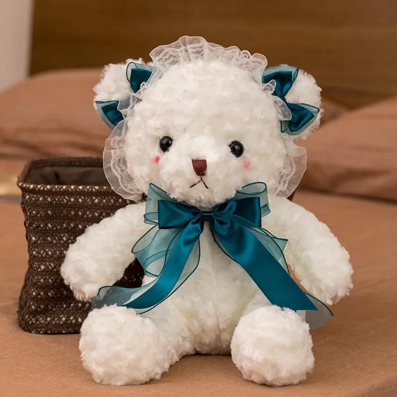 30cm silk ribbon bowknot plush toys teddy bear doll pendant home decoration PP Cotton Soft Stuffed Bears Toy-Doll toy gifts