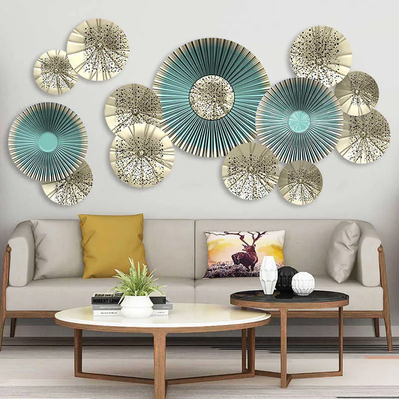 Criativo 115 * 58 cm 3D Fan Wall art Decalques Estilo europeu Sala de estar Decoração de casa Vinil Quarto Decoração Cartazes Papel de parede