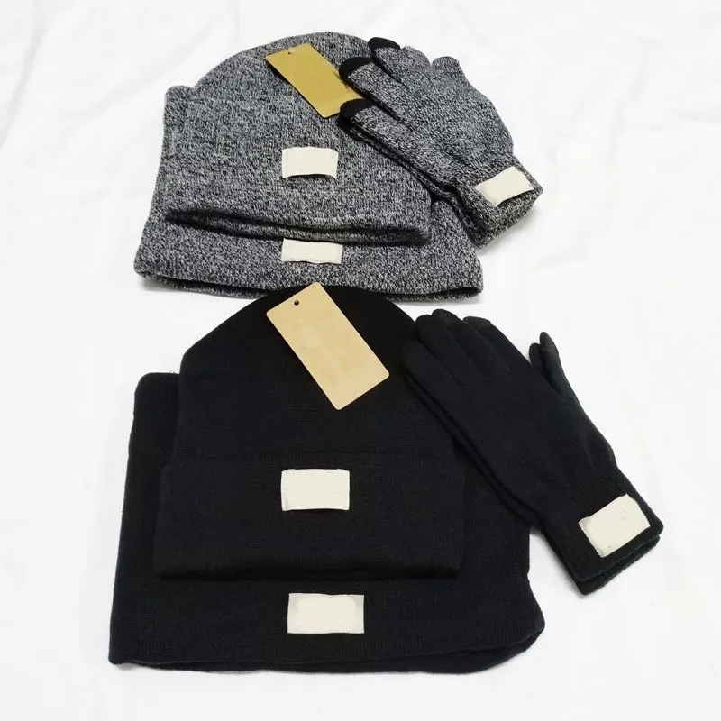 Chapeaux tricotés d'hiver, écharpes et gants Infinity, intérieur de cheveux fins, bonnets chauds et doux, gants noirs à cinq doigts