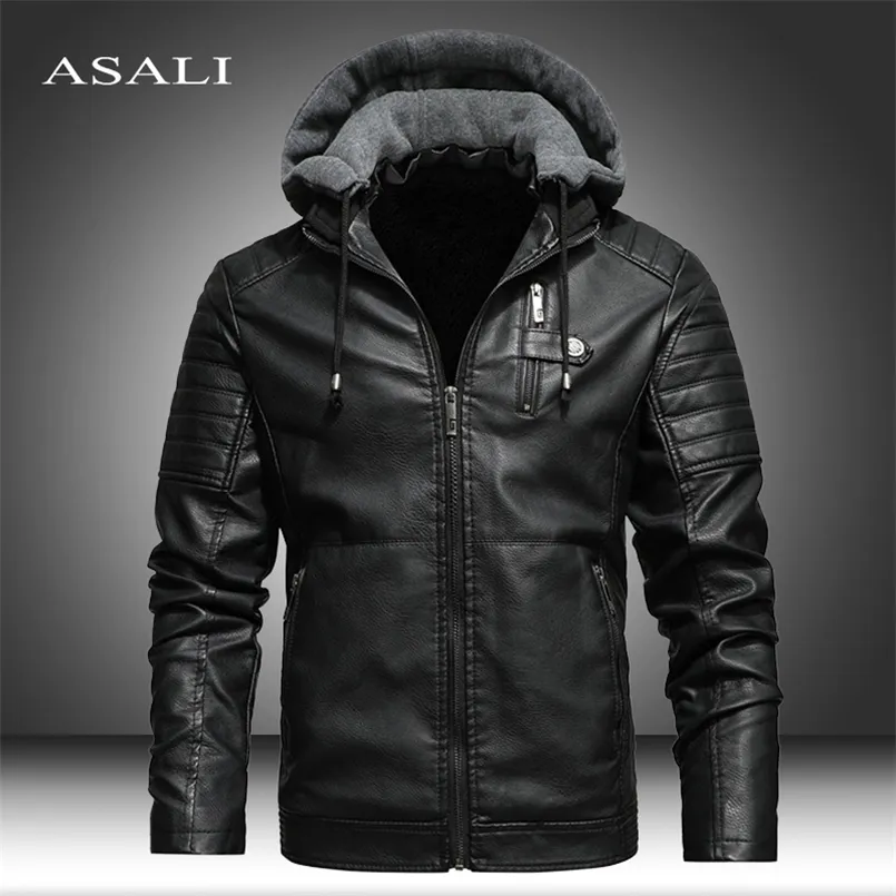 Uomo inverno giacche in pelle cappotto motorcylce casual in pile addensare moto PU giacca biker in pelle calda uomo marchio di abbigliamento 211101