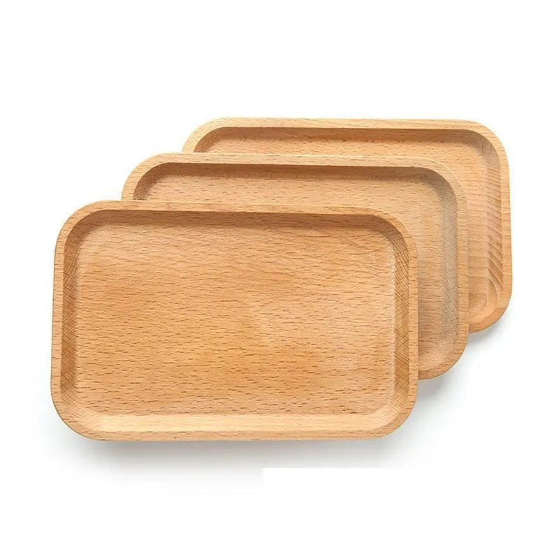 Gerechten Platen Houten Plaat Schotel Vierkant Vruchten Schotel Dessert Biscuits Plaat Thee Server Lade Houten Cup Houder Bowl Pad Servies Mat