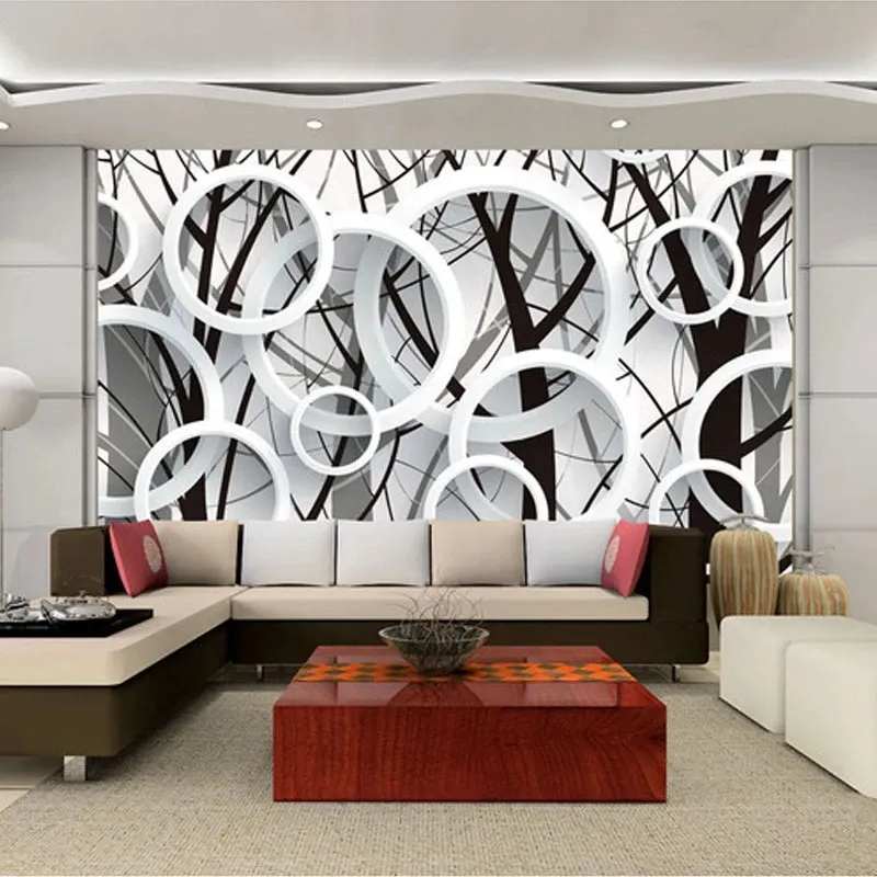 Custom Wallpaper 3D Stereoscopic Abstract Circles Tree Living Room Sofa TV Backdrop Murales Papel De Parede