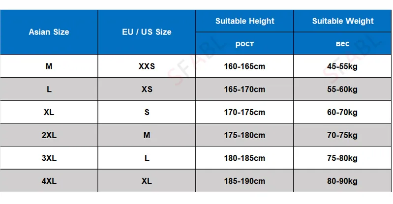 size chart hoodies men-weight and height
