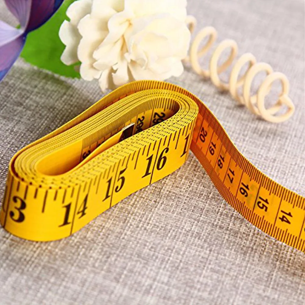 120-Inch  Soft Tape Measures for Sewing Tailor Cloth Ruler Sewing Tailor Soft Flat Fabric Measuring Tapes Yellow