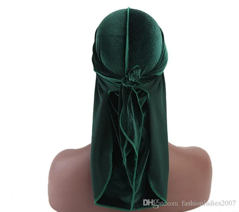 Luxury unisex Velvet Durags Bandana Turban Hat pirate caps Wigs Doo Durag Biker Headwear Headband Pirate Hat Hair Accessories C321