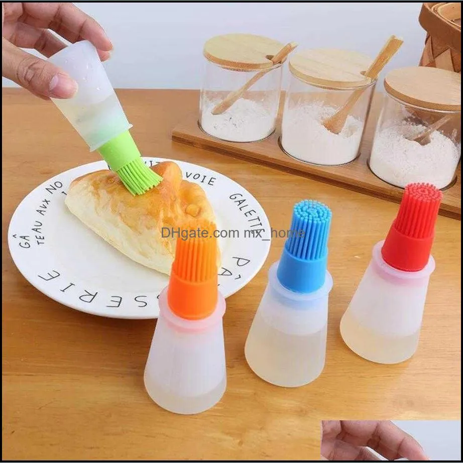 Other Kitchen Tools Portable Silicone Bottle with Grill Brushes Liquid Pastry Baking BBQ Tool Brush Oil 4 Colors VF8Q