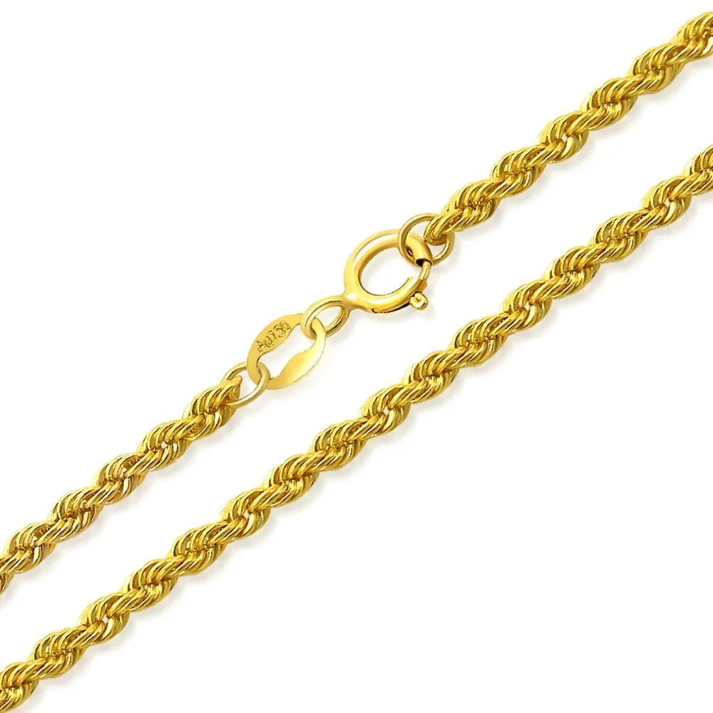 Fina smycken Äkta 18K Gul Guld Anklets Twisted Singapore Kedja 2mm Bredd AU750 Ankelarmband 9-11 tum (23-28 cm)