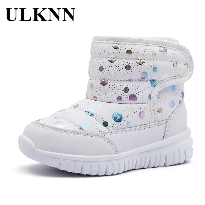 ULKNN Cotton-Padded Shoes For Children Kids Snow Boots Style Plus Velvet Baby Girls' Winter Warm Comfortable Footwears 211227