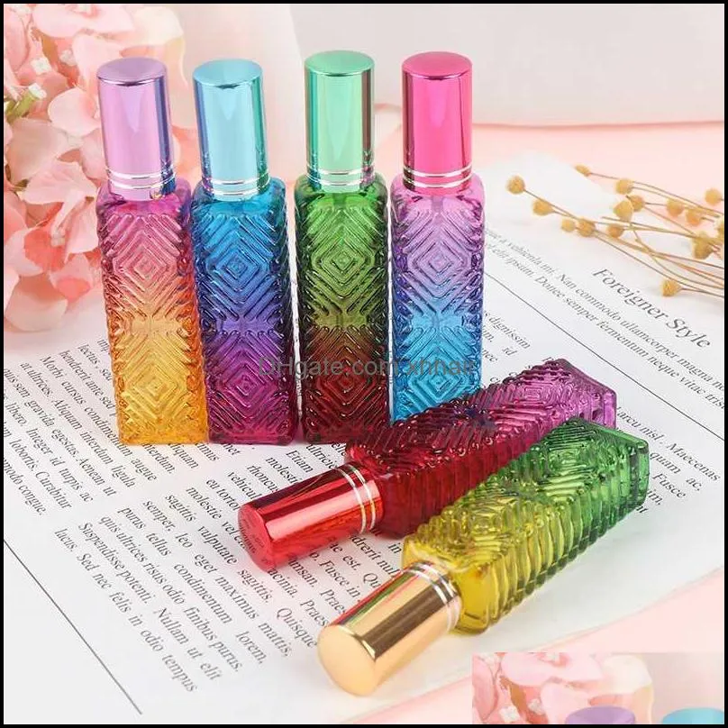 New 15ml Mini Fragrance Refillable Glass Vials Cosmetic Packaging Spray Bottle Colorful Square Glass Empty Perfume Bottle1